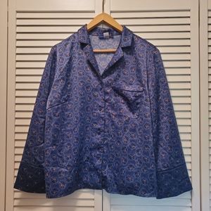 SIMPLY STYLED, Satin Print PJ Top, Large, Navy